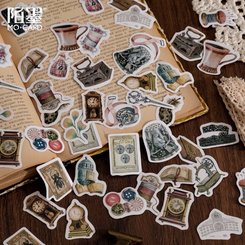 Bộ sticker/ Hình dán Hoạ Tiết Hình Hoạ Tiết Dụng Cụ Cổ Điển (45 Hình)