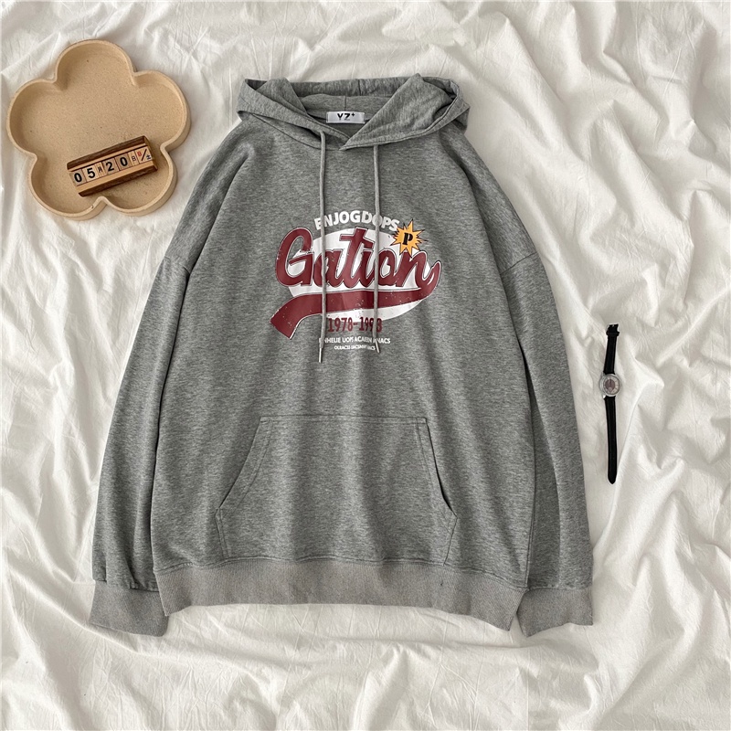 SUXI Áo Hoodie Nữ Dáng Rộng In Chữ Phong Cách Hàn Quốc Mới