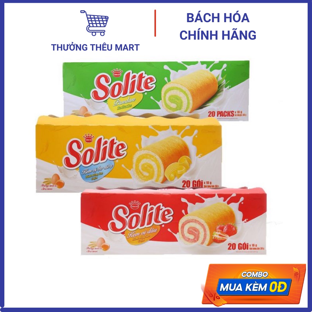 Bánh Bông Lan Tầng Kem Solite Hộp 20 gói x18g