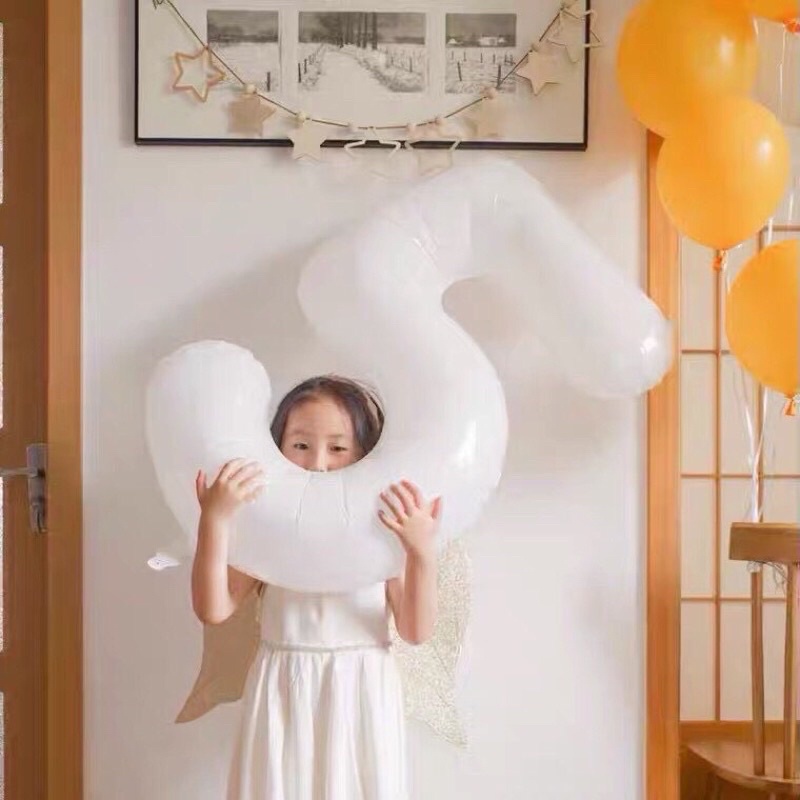 [ SIZE ĐẠI 70cm] Bóng số tuổi trang trí sinh nhật màu trắng phong cách Hàn Quốc