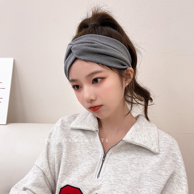 Băng Đô Cài Tóc Bản Rộng Phong Cách Hàn Quốc Thời Trang Mùa Đông Cho Nữ