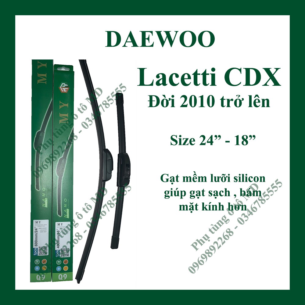 Bộ gạt mưa Daewoo Lacetti các đời và các dòng xe khác của Daewoo: Lanos, Matiz, Gentra