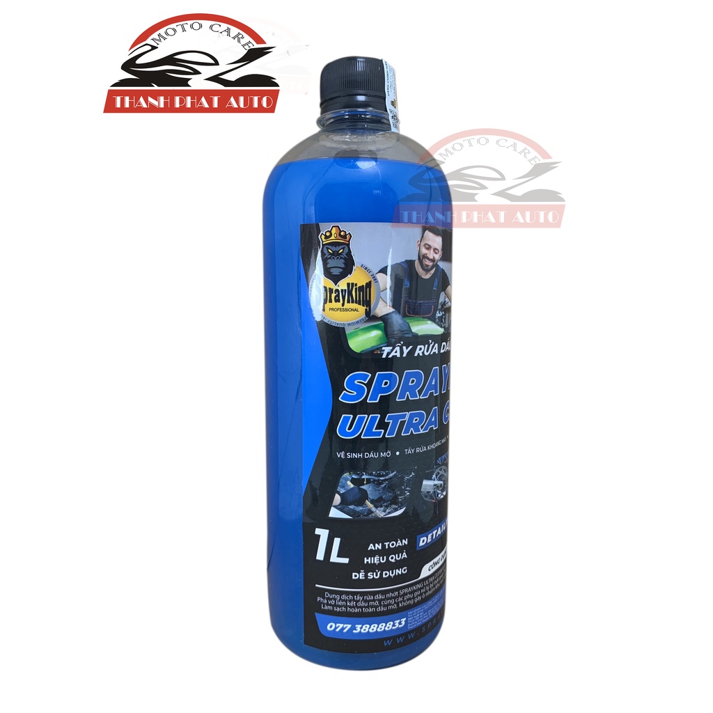 Dung dịch Sprayking Ultra Clean tẩy rửa dầu nhớt chuyên dụng trên bề mặt kim loại Tặng kèm vòi xịt dung tích 1Lít