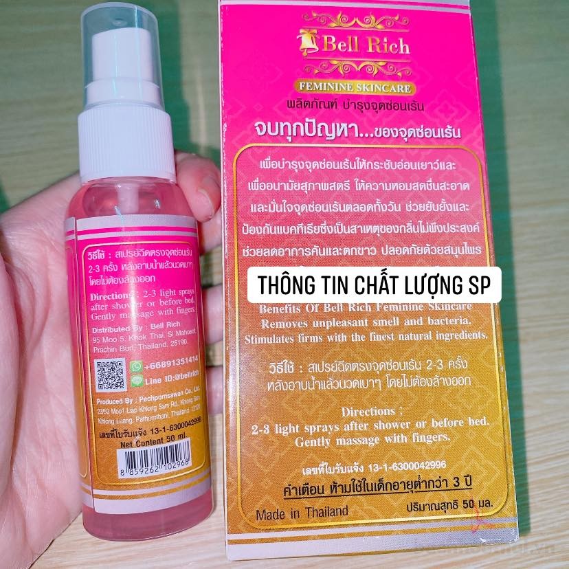 Xịt thơm chăm sóc vùng kín Bell Rich Feminine Skincare Thái Lan