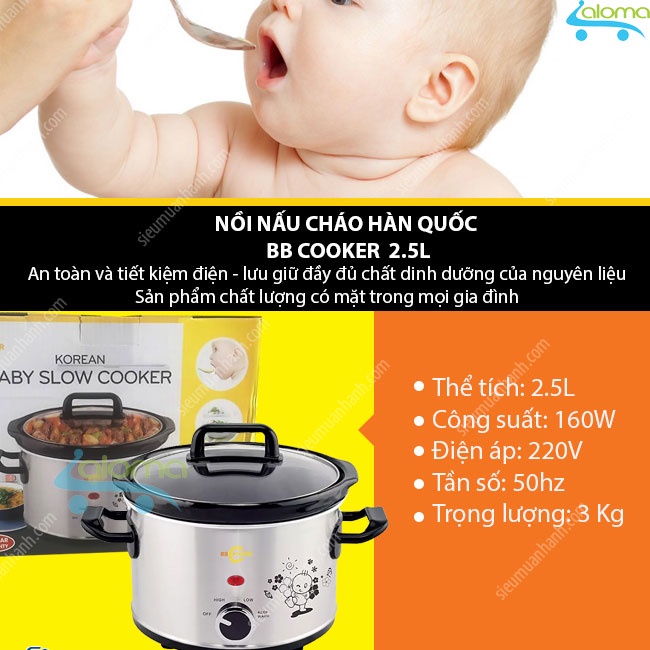 Nồi nấu chậm BBCooker BS25 Hàn Quốc lõi sứ siêu dày 2.5L ⚡ Nồi nấu cháo dinh dưỡng cho bé ⚡ Nồi kho cá hầm xương...0