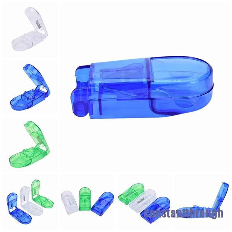 Thời Trang Fashion Pill Cutter Splitter Half Storage Box Medicine Tablet Holder Giá Đỡ