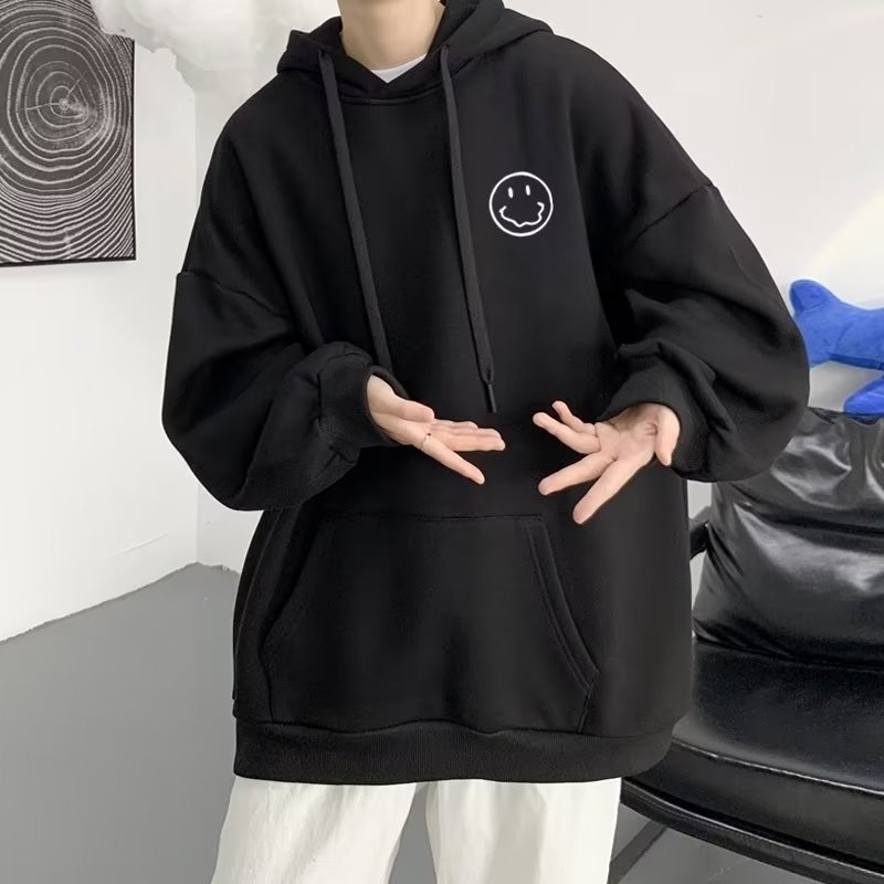 Kích Thước M-8XL. Áo hoodie Tay Dài In Hình Mặt Cười Dễ Thương Phong Cách hip hop Đường Phố Mỹ Thời Trang Thu Đông Cho Nam