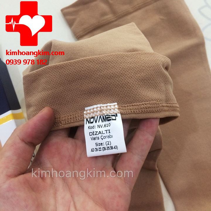 (sale lẻ size) Vớ gối chống giãn tĩnh mạch Novamed Thổ Nhỹ Kỳ, hộp 2 chiếc