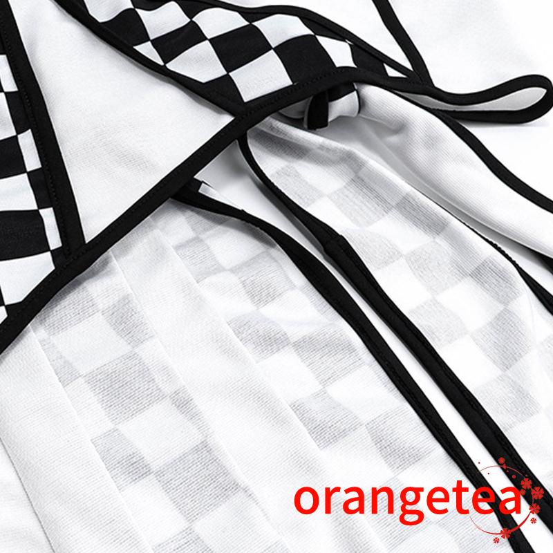 Ort-áo Tank Top Hai Dây Thắt Nút Sau Lưng In Caro Mùa Hè Cho Nữ