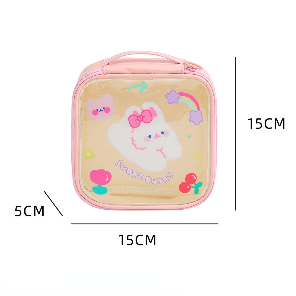 Túi Đựng Đồ Trang Điểm Trong Suốt Họa Tiết Hoạt Hình Đáng Yêu