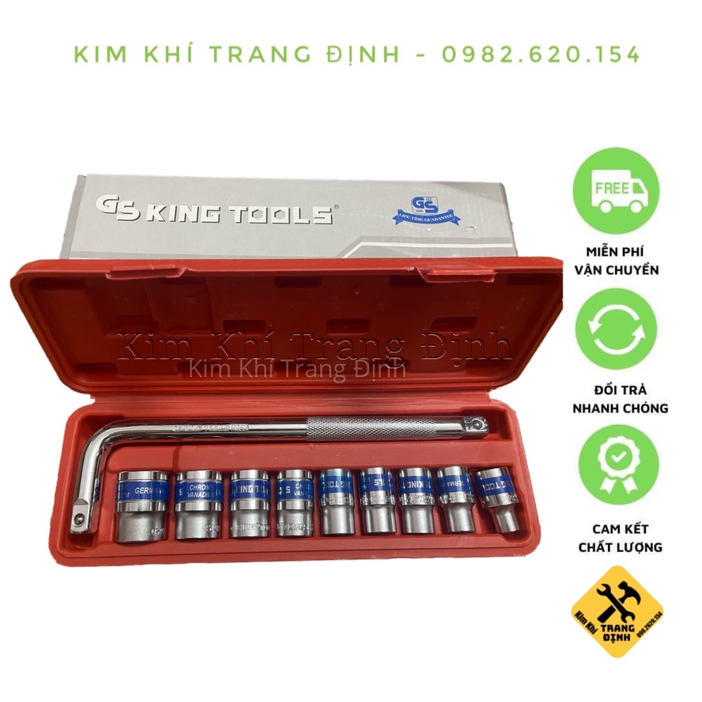 BỘ TUÝP 10 CHI TIẾT 8-24MM CẦN CONG L 1/2inch HỘP NHỰA ĐỎ