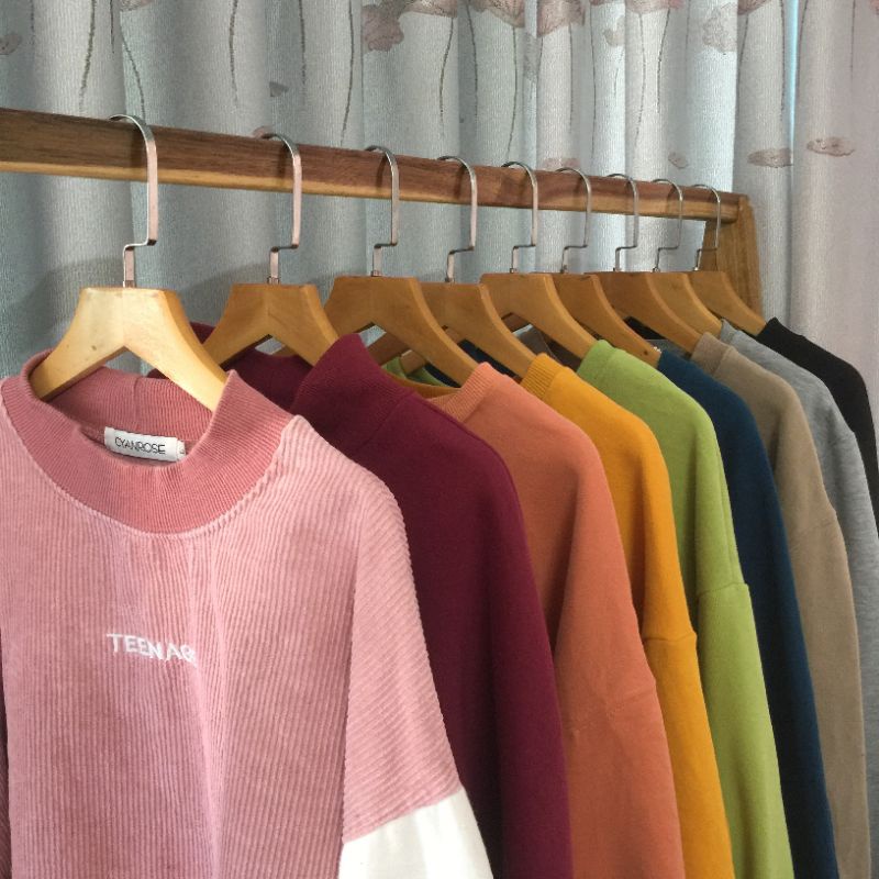 Áo sweater 2hand nỉ da cá dài tay oversize