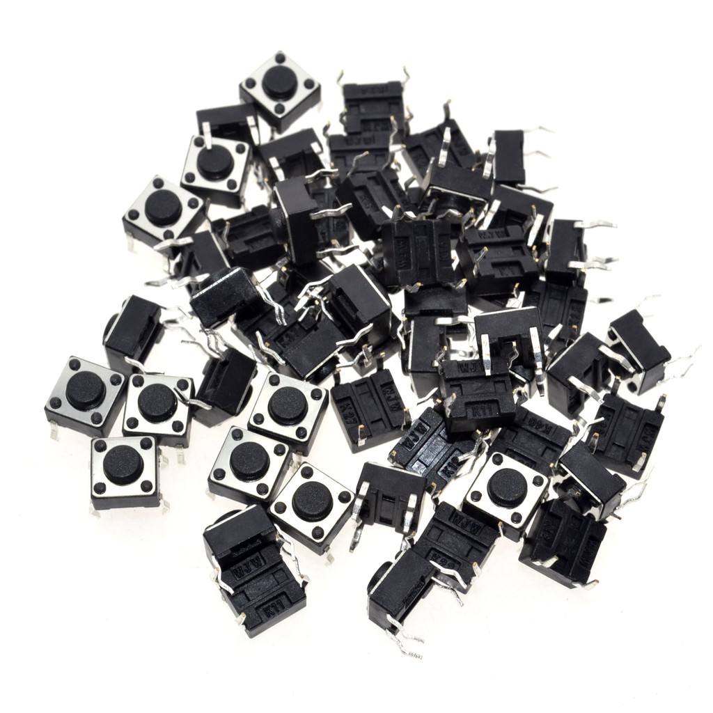 Bộ 100 công tắc nhấn mini PCB 6x6mm DIP 4 chấu 6x6x4.3/5/6/7.3-25MM 6*6*4.3MM 5MM 6MM 7MM 8MM-25MM