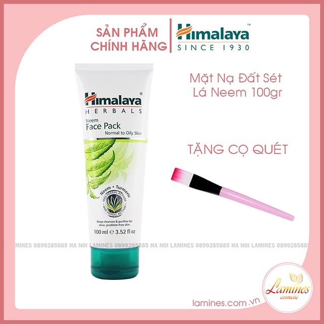 [Quà Tặng] Mặt Nạ Neem Làm Sạch Sâu Loại Bỏ Mụn, Bã Nhờn| Himalaya Purifying Neem Face Pack 100ml - Tặng Cọ Quét