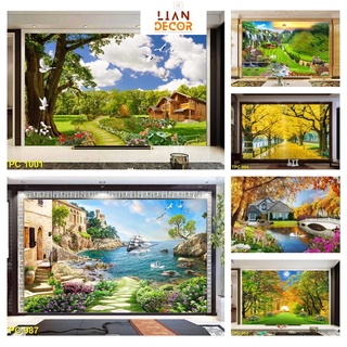 Tranh phong cảnh 3d phòng khách, tranh dán tường 3d phòng khách cao cấp