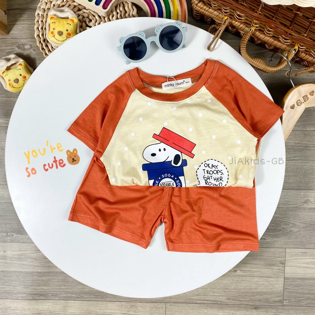 Bộ Cộc Tay THUN LẠNH MINKYMOM Giáp Năng In Hình Dễ Thương Cho Bé TN-IN88