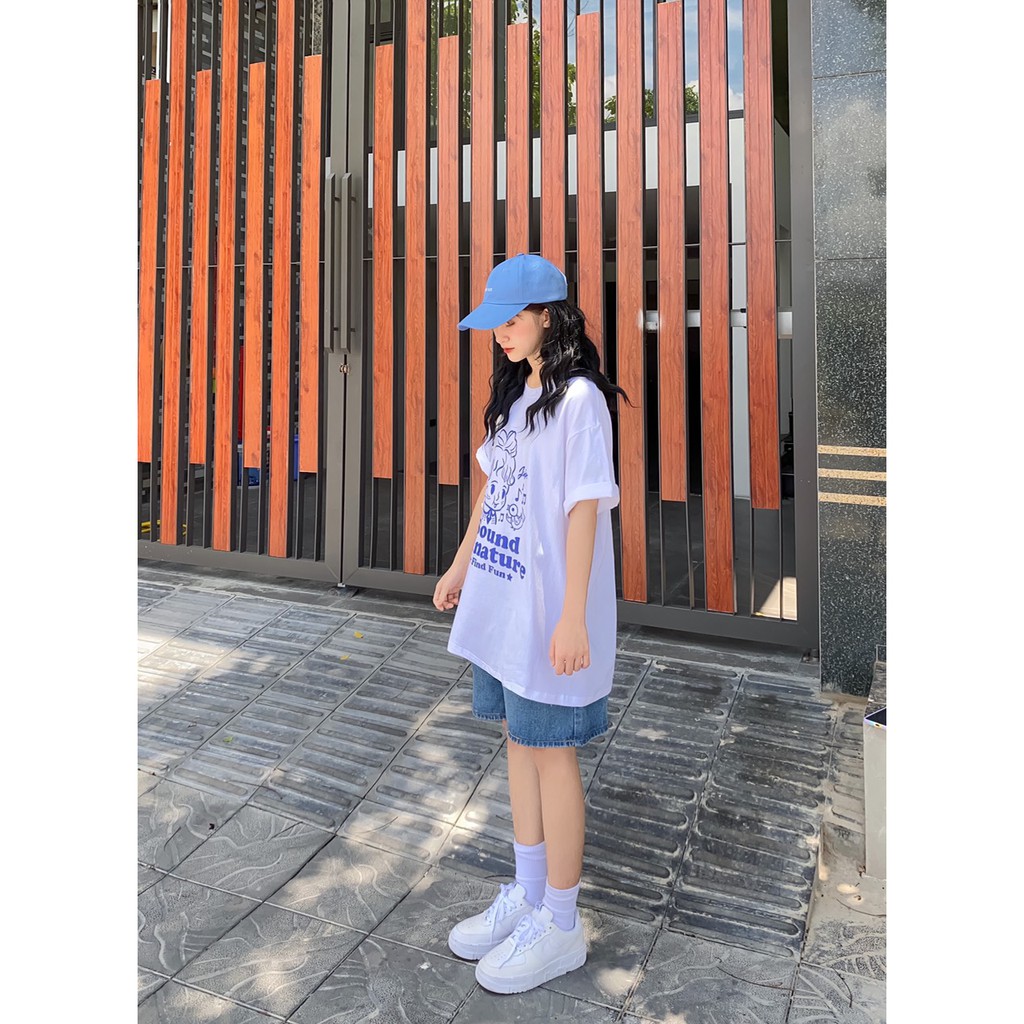 (Ảnh thật Mint) Set áo phông trắng quần short jeans xanh