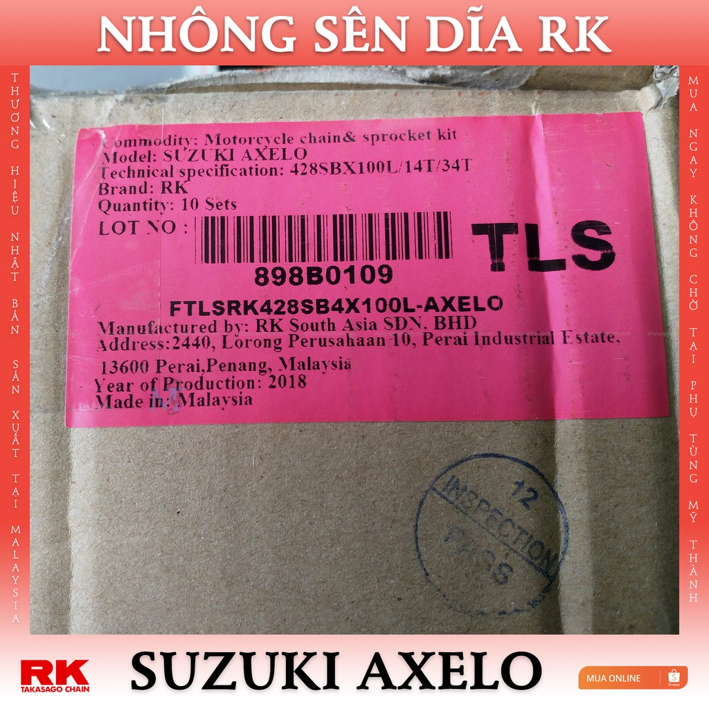 Nhông sên dĩa RK xe Axelo thương hiệu Nhật Bản