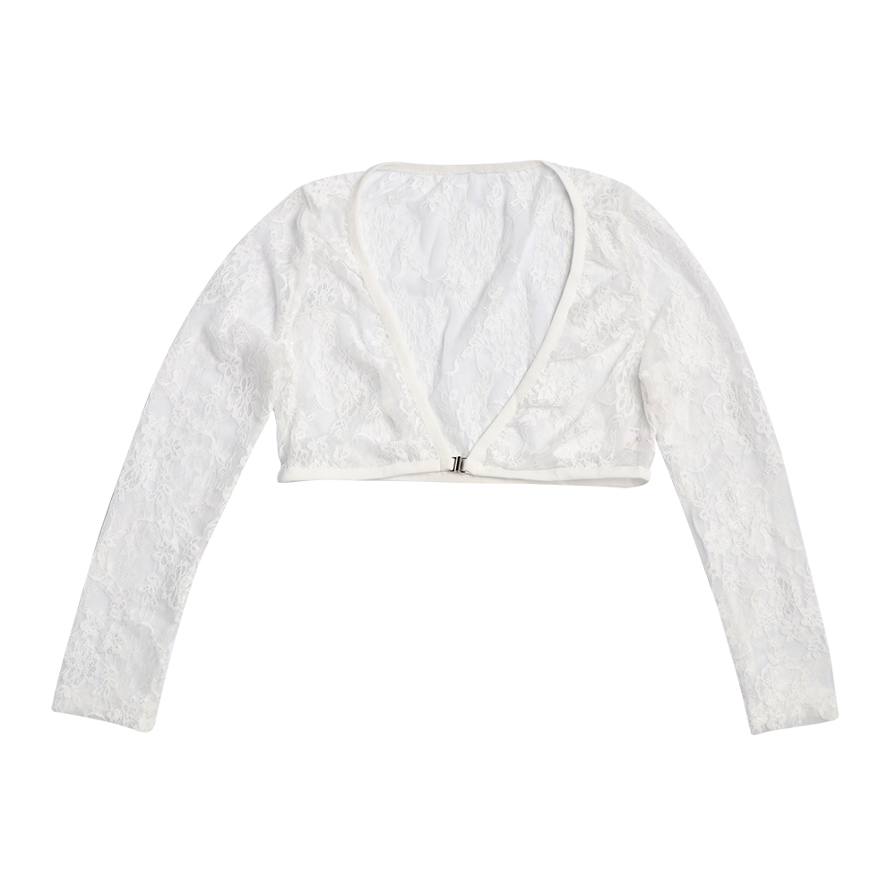 Áo Khoác Croptop Dài Tay Phối Ren Xinh Xắn Dành Cho Nữ