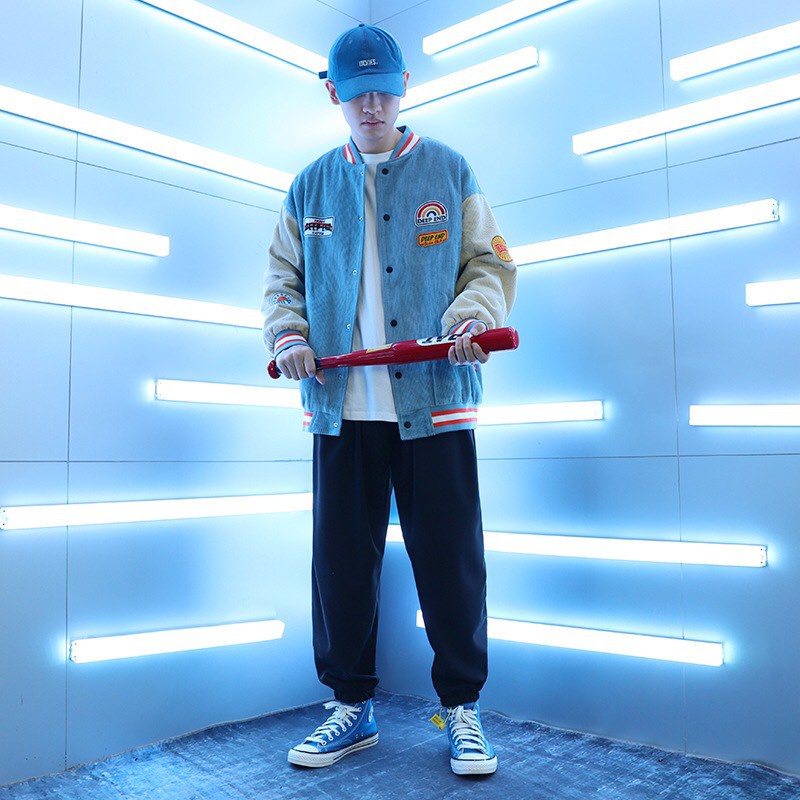 Áo Bomber/ Áo Khoác Nhung Tăm Cầu Vồng Deepend Cúc Bấm Nam Nữ - Hàng mới về