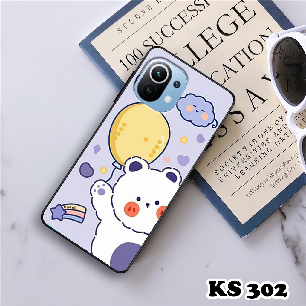 Ốp lưng Xiaomi Mi 11 Lite - Mi 11 Lite 5G - Mi 11 Lite 5G NE - Ốp in hình gấu &amp; thỏ đang yêu - Lưng nhám viền TPU
