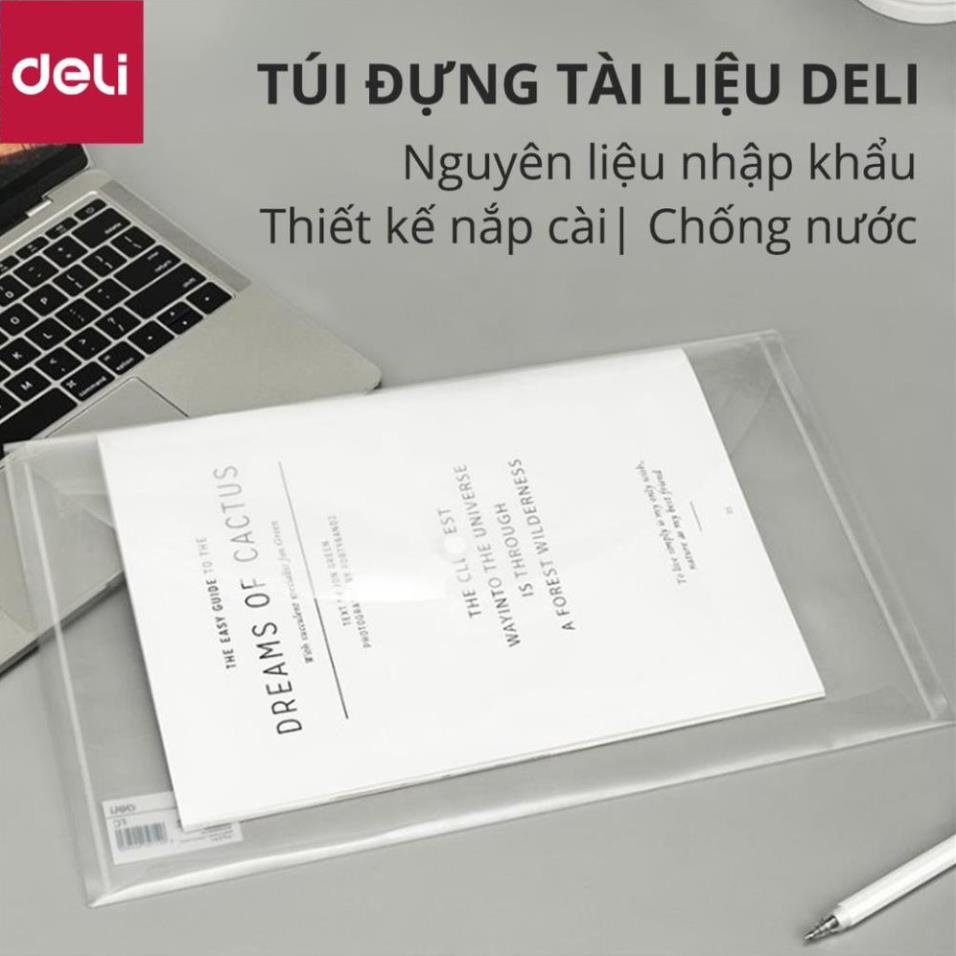 Combo 10 chiếc Túi cúc khổ F trong suốt đựng tài liệu Deli - có khuy clear bag F11312