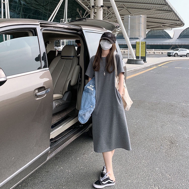 Đầm Thun Ngắn Tay Form Rộng Phong Cách Năng Động Trẻ Trung Dành Cho Nữ