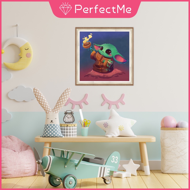 Bộ tranh đính đá 5D tự làm 30×30cm hình con ếch trong Star Wars