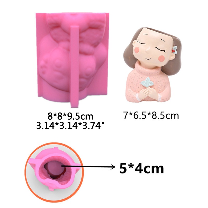 Khuôn Silicon Làm Chậu Hoa Bằng Epoxy UV Hình Cô Gái Dễ Thương