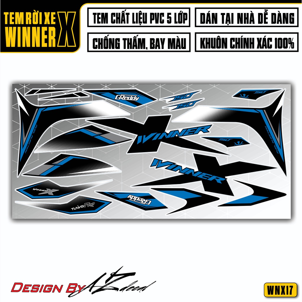 Tem Rời Xe Winner X Chủ Đề Greddy | WNX17 | Decal Dán Xe Cao Cấp Chống Nước, Bền Màu, Công Nghệ In Sắc Nét | Azdecal