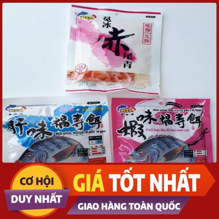Mồi câu rô phi TAIWAN Đài Loan NTN rô phi gan, tôm trắng kim tuyến, tôm nam cực, rô phi bột tôm, rô phi tảo xanh