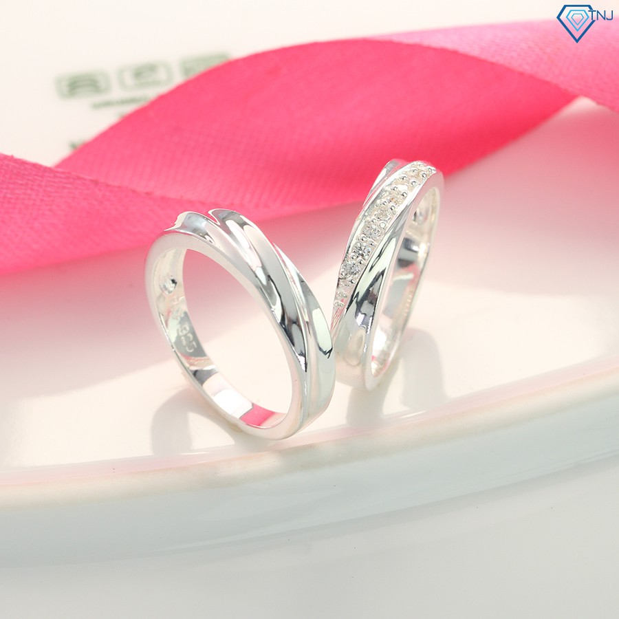 Nhẫn đôi bạc tình yêu giá rẻ khắc tên ND0092 Trang Sức TNJ
