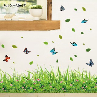 decal dán tường hàng rào xanh