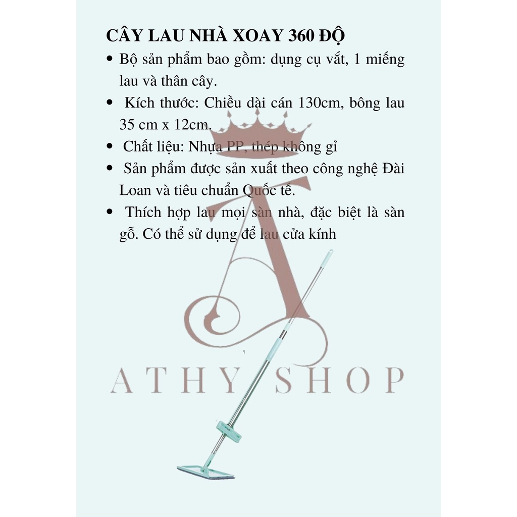 Cây lau nhà phẳng thông minh tự vắt nghiêng 180 độ xoay 360 độ đa năng có thể dùng làm chổi, dụng cụ dọn dẹp nhà cửa