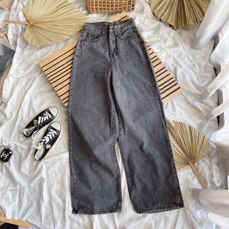 QUẦN JEANS ỐNG RỘNG LƯNG CAO