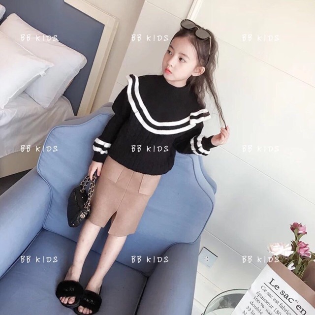 Áo len cổ bèo 3-7 tuổi