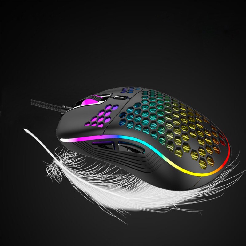 R* Wired Lightweight Gaming Mouse RGB Backlit Mice 6 Buttons Programmable Driver 7200DPI Ultralight Honeycomb Hollow Shell