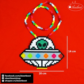 Vòng kandi Alien UFO CÓ ĐÈN LED - vòng cổ kandi Alien UFO - phụ kiện rave edm festival raver kandi perler DJ