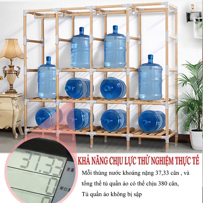 Tủ quần áo gỗ tủ quần áo vải tủ vải đựng quần áo Đường kính 18MM gỗ rắn Tự lắp đặt và lắp ráp dễ dàng