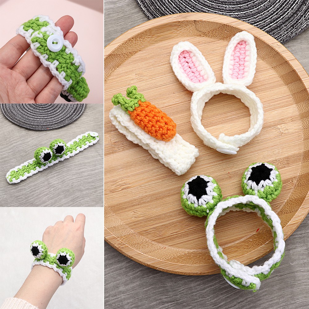 JONY Trẻ em dễ thương động vật len vòng tay đan, thời trang Ếch thỏ tai thỏ Đồ trang sức sáng tạo