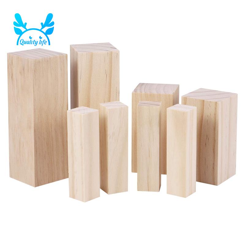 Bộ 8 Gỗ Basswood Tự Nhiên Khắc Rỗng Dùng Làm Đồ Thủ Công DIY Cho Người Lớn Và Trẻ Em