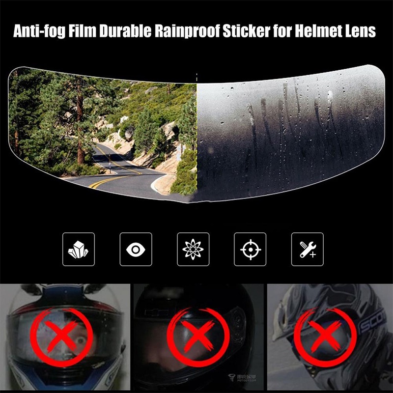 1/2 Bộ miếng dán trong suốt chống sương mù &amp; mưa cho mũ bảo hiểm xe máy kèm phụ kiện