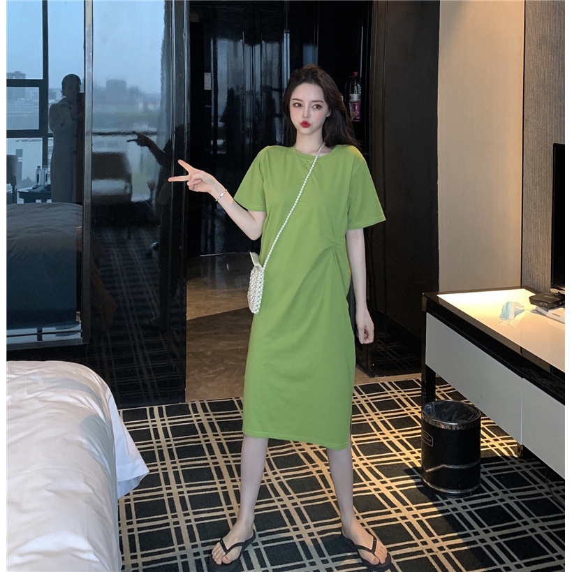 Đầm Dài Qua Gối Dáng Rộng Màu Trơn Thời Trang Dành Cho Nữ | BigBuy360 - bigbuy360.vn