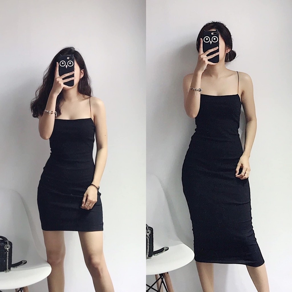 Váy 2 Dây, Đầm 2 Dây Sợi Bún Thun Gân Đẹp 100% Cotton Ôm Body Sexy Dáng Dài ( Hàng loại 1) T107 - TRANG STORE