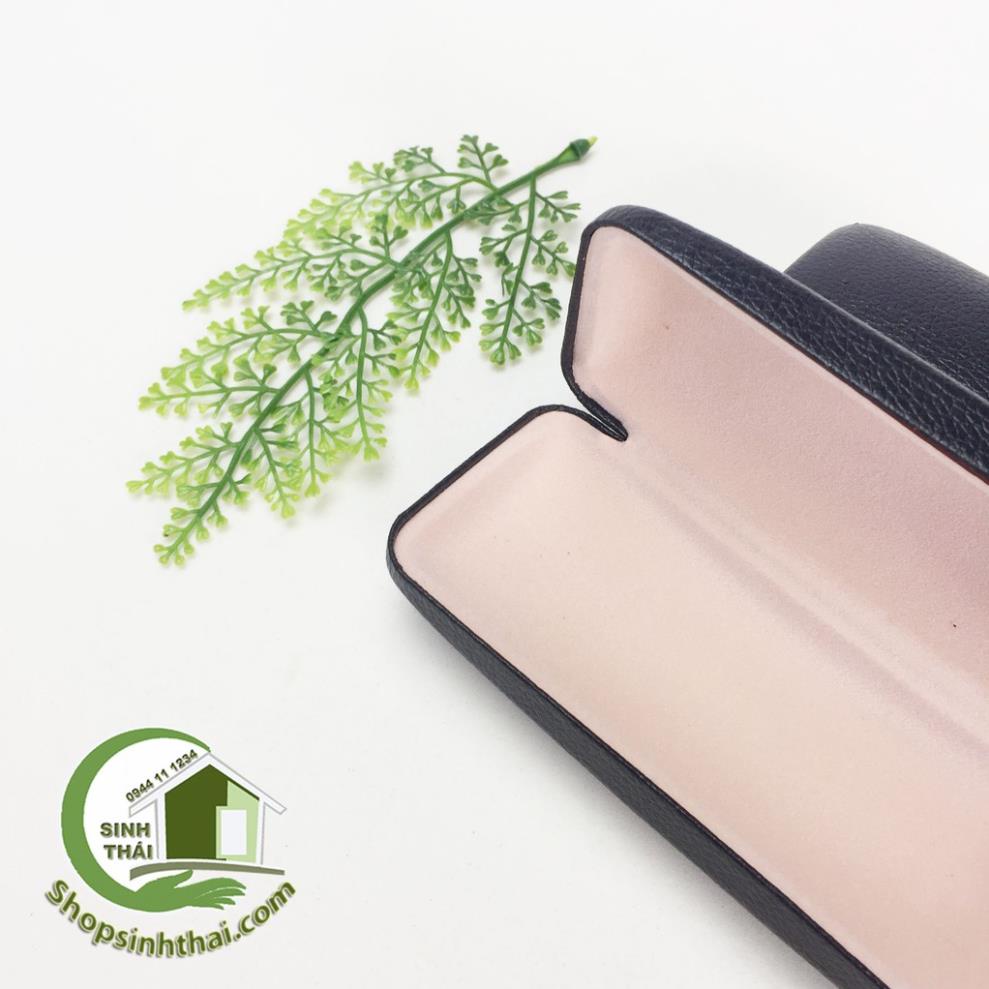 Hộp đựng mắt kính - hộp bọc da cao cấp màu đen, trong lót nỉ mềm mại - 15 x 6 x 3cm