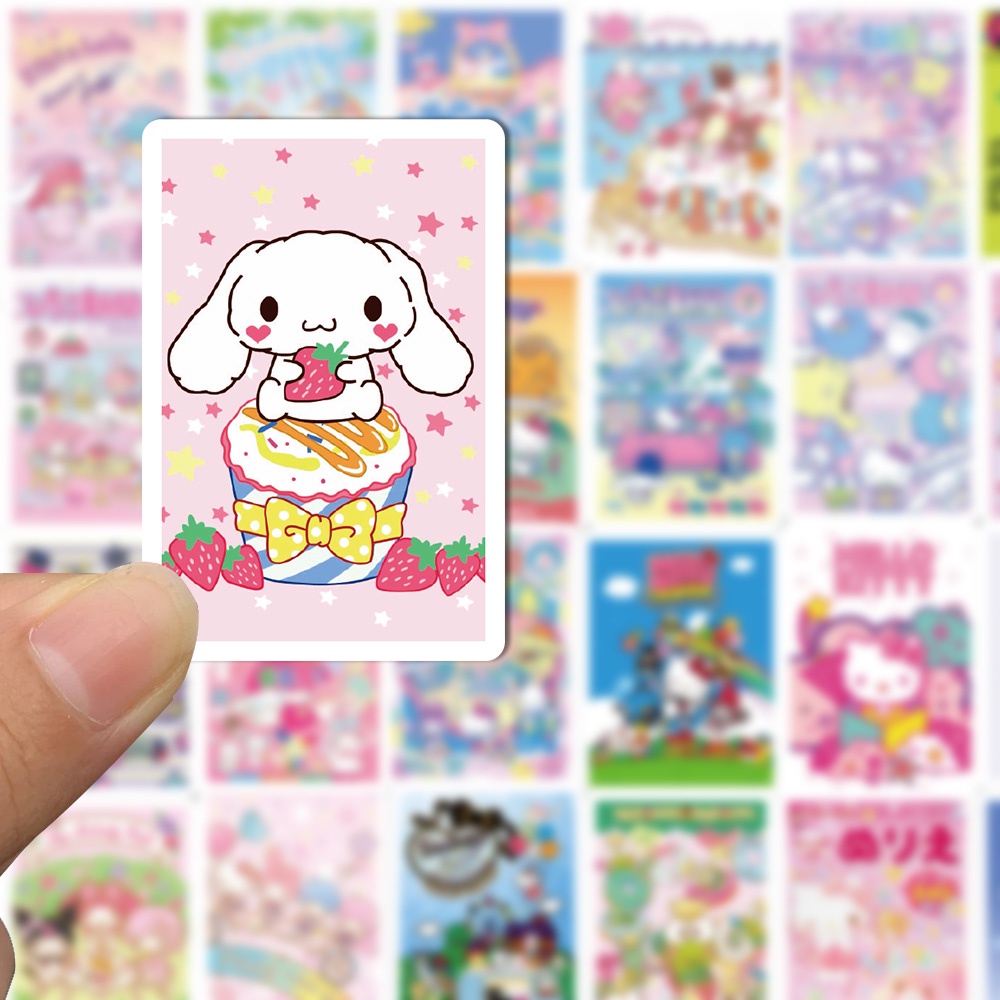 Bộ 62 Miếng Dán Chống Thấm Nước Họa Tiết Hoạt Hình Sanrio Trang Trí Cốc Nước