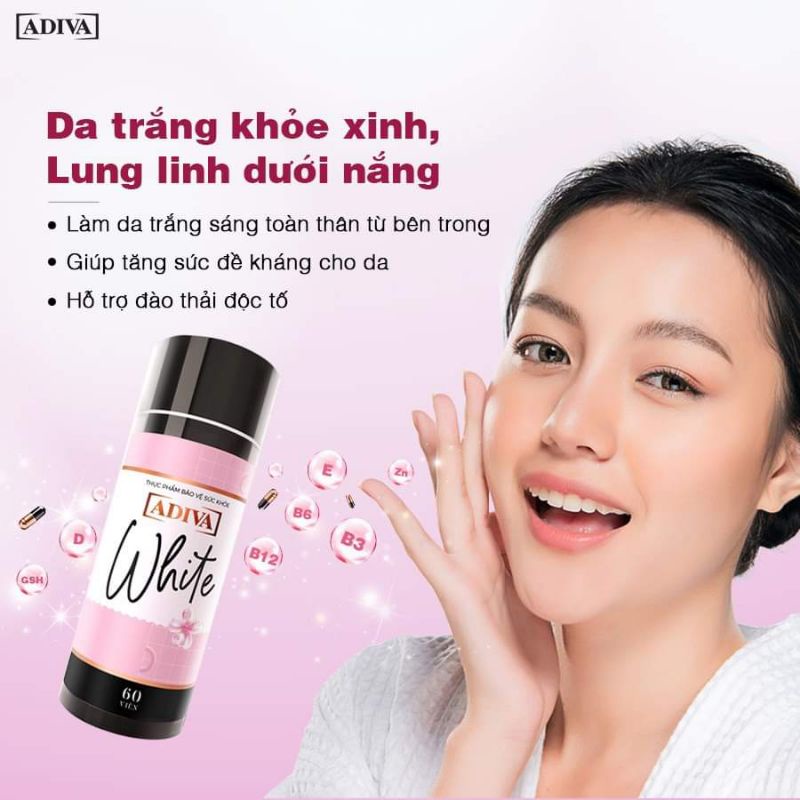 Viên uống trắng da adiva White - Sáng da chống nắng toàn thân