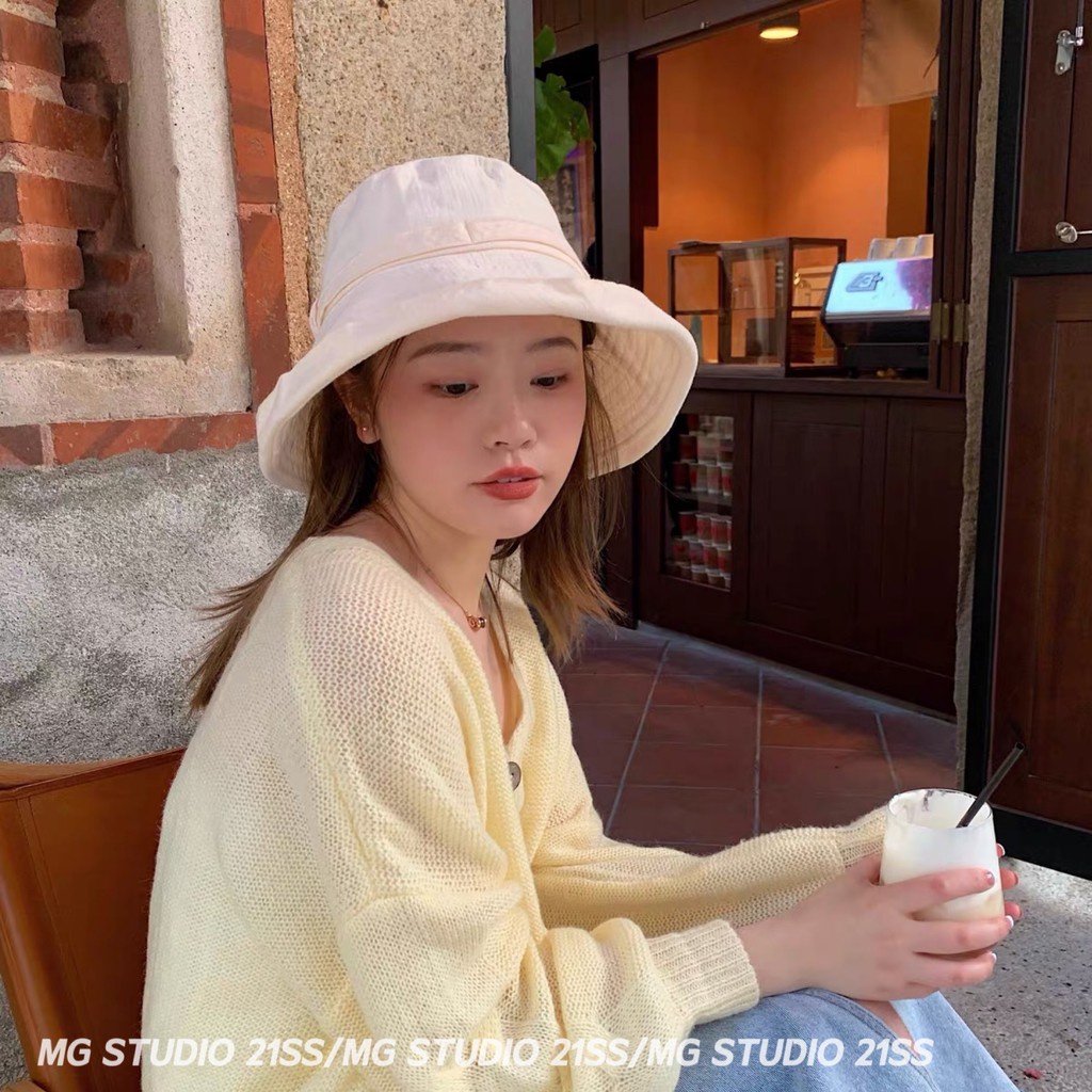 Mũ rộng vành nón đi biển vành rộng cột dây phong cách Hàn Quốc