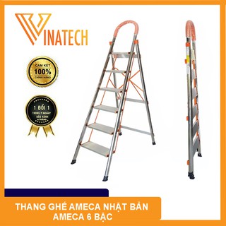 [HÀNG CHÍNH HÃNG] Thang ghế INOX AMECA Nhật Bản 6 BẬC 1.84m