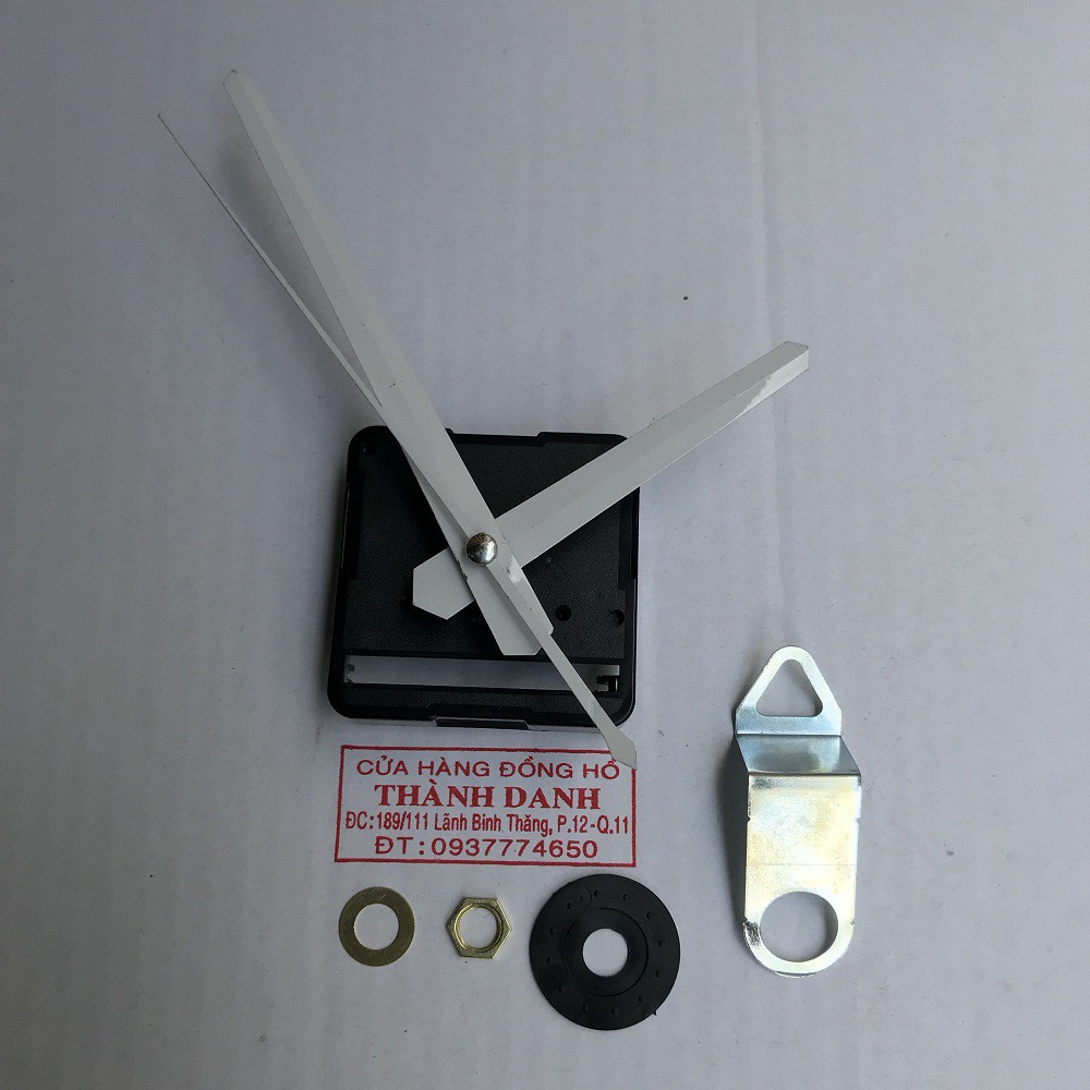 Bộ Kim Đồng Hồ trắng dài 13cm và máy đồng hồ Taiwan loại thường trục 5mm kim trôi kèm móc treo Shop Nguyễn Tú